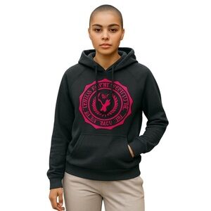 AMERICAN Eagle Outfitters hoodie drawstrings navy blue hot pink logo size XS